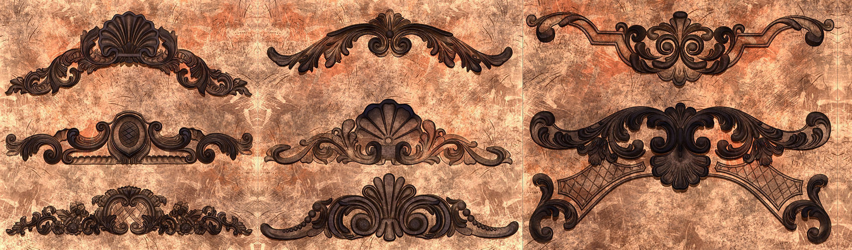 100 Baroc Ornament Alphas Volume 01 Low-poly 3D model_12