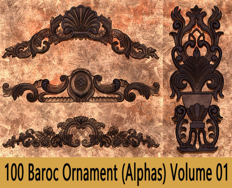 100 Baroc Ornament Alphas Volume 01 Low-poly 3D model_11
