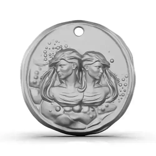 Zodiac Gemini  Coin Pendant 3D print model