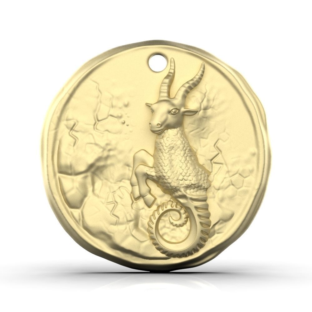 Zodiac Capricorn Coin Pendant 3D print model_3