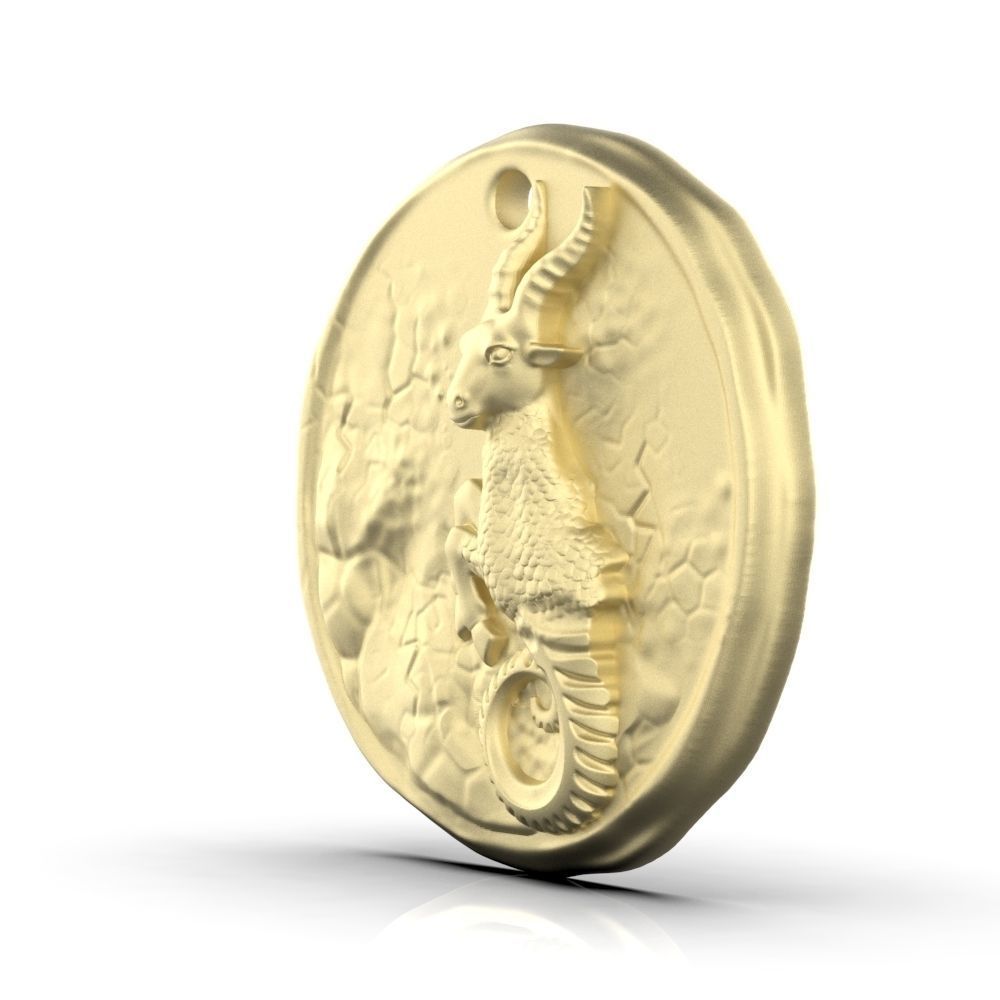 Zodiac Capricorn Coin Pendant 3D print model_16
