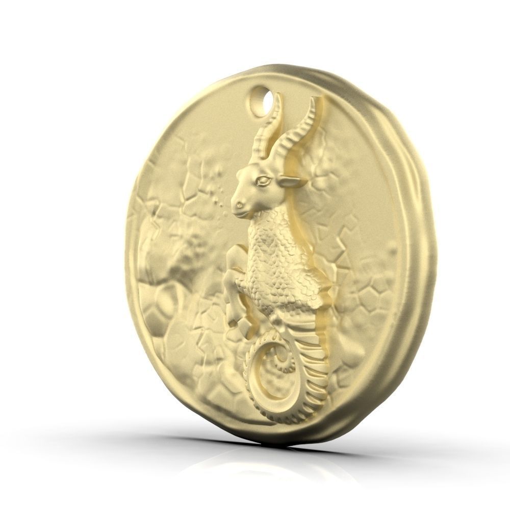 Zodiac Capricorn Coin Pendant 3D print model_13