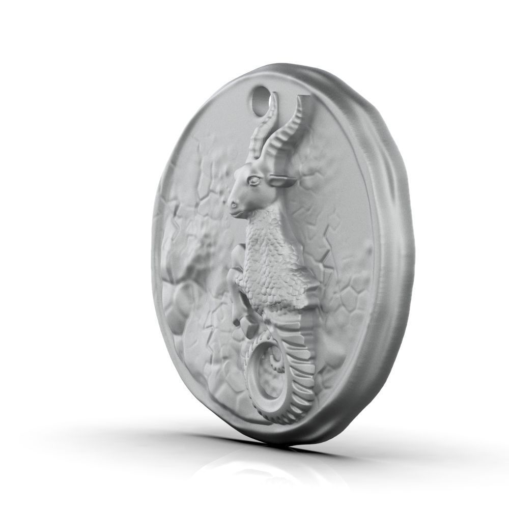 Zodiac Capricorn Coin Pendant 3D print model_14