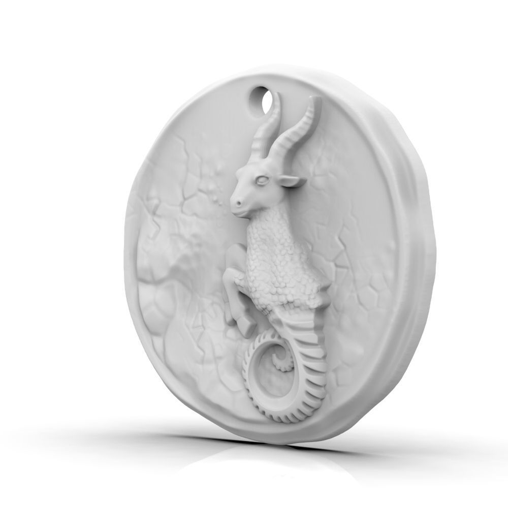 Zodiac Capricorn Coin Pendant 3D print model_12