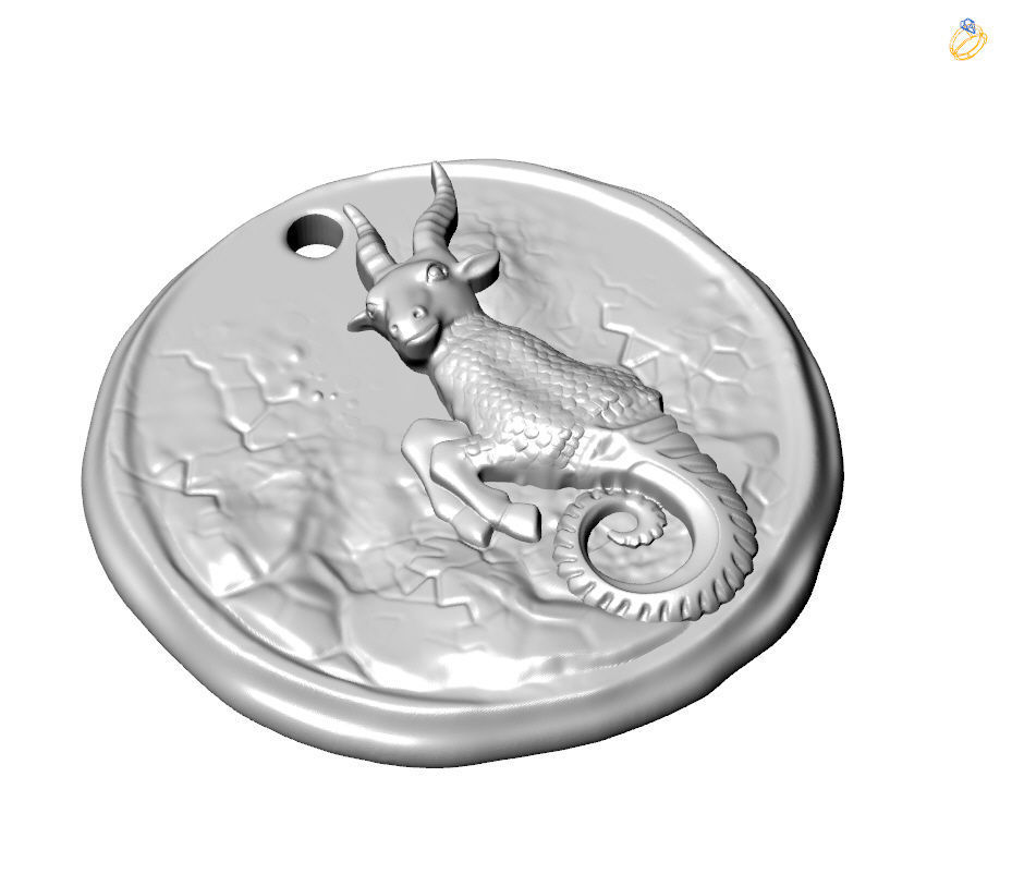 Zodiac Capricorn Coin Pendant 3D print model_29