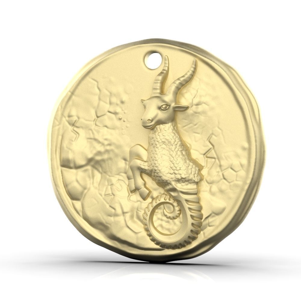 Zodiac Capricorn Coin Pendant 3D print model_7