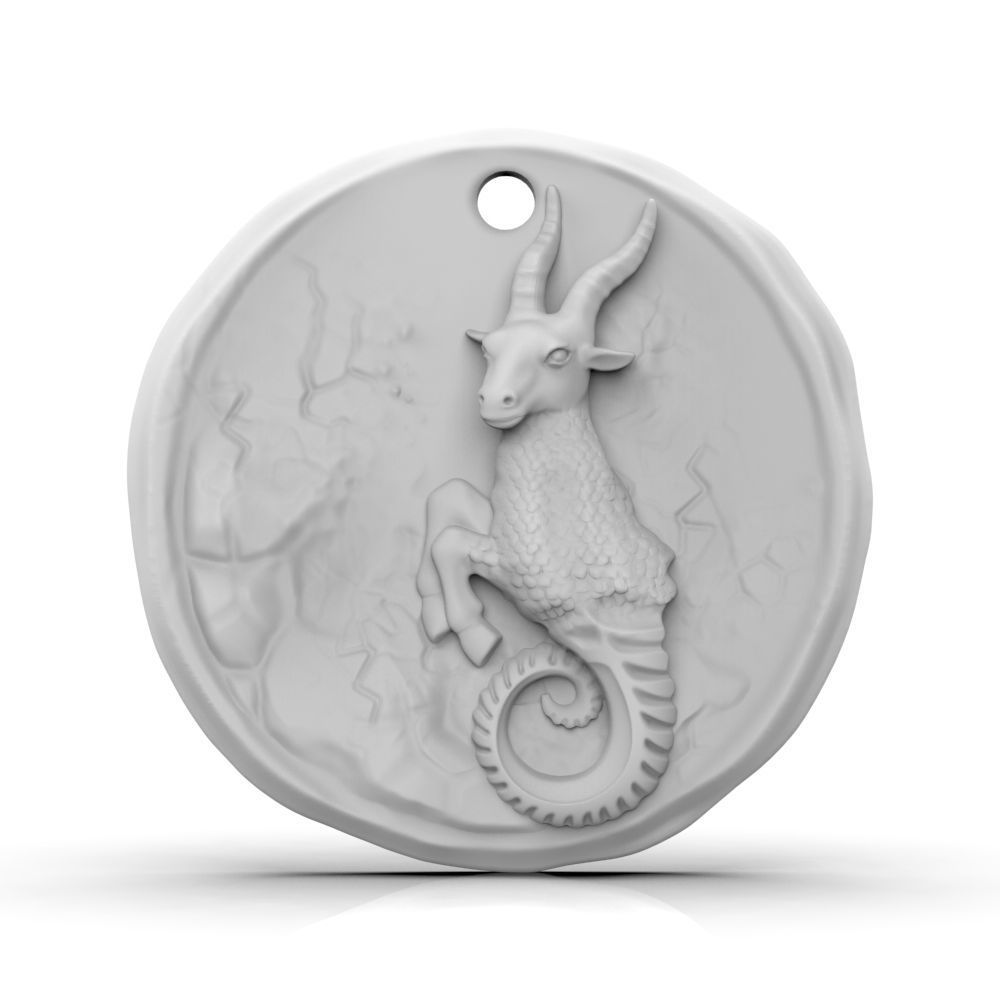 Zodiac Capricorn Coin Pendant 3D print model_2