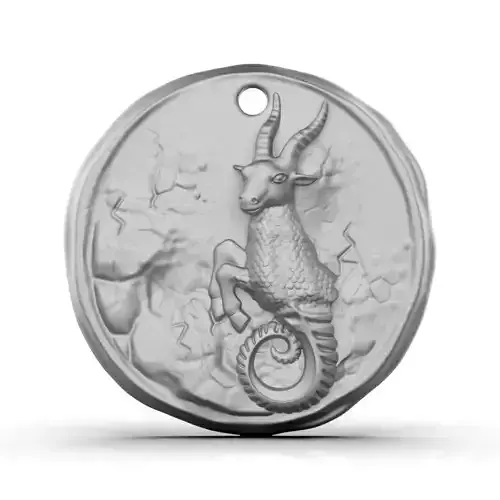 Zodiac Capricorn Coin Pendant 3D print model
