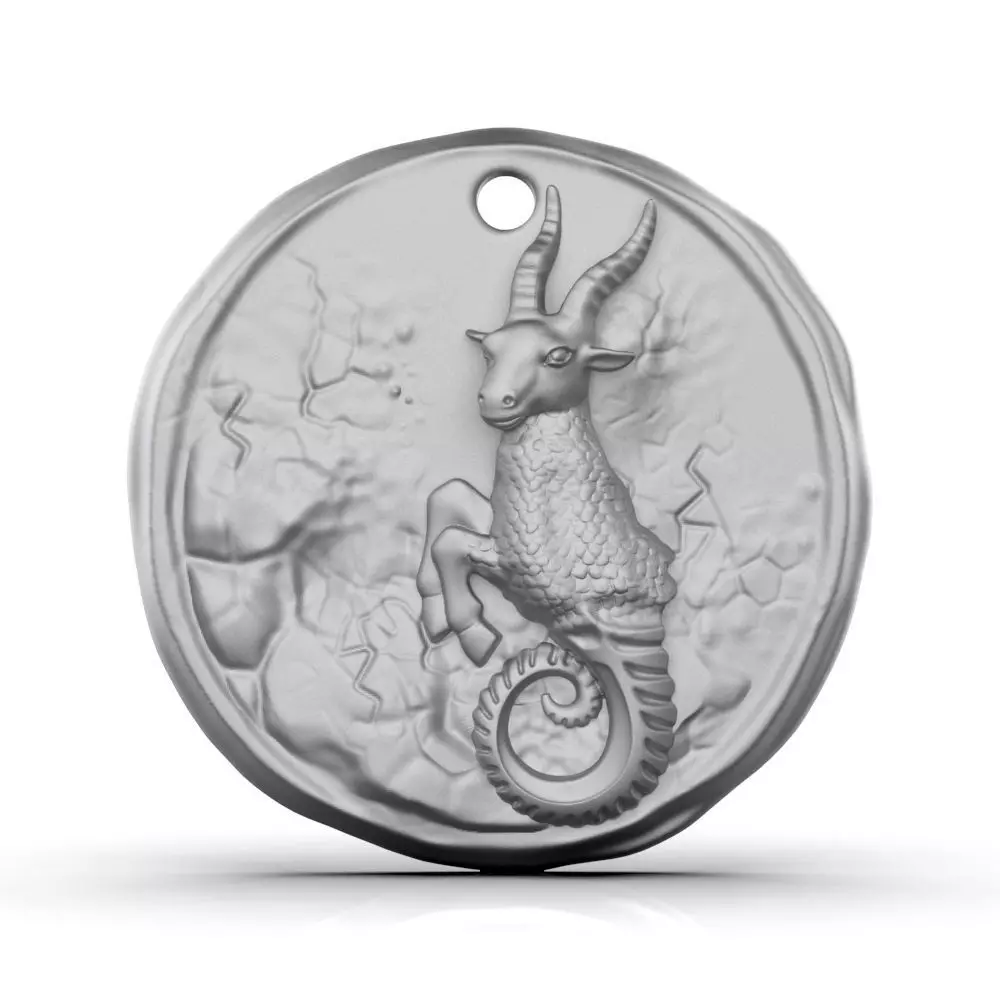 Zodiac Capricorn Coin Pendant 3D print model_0