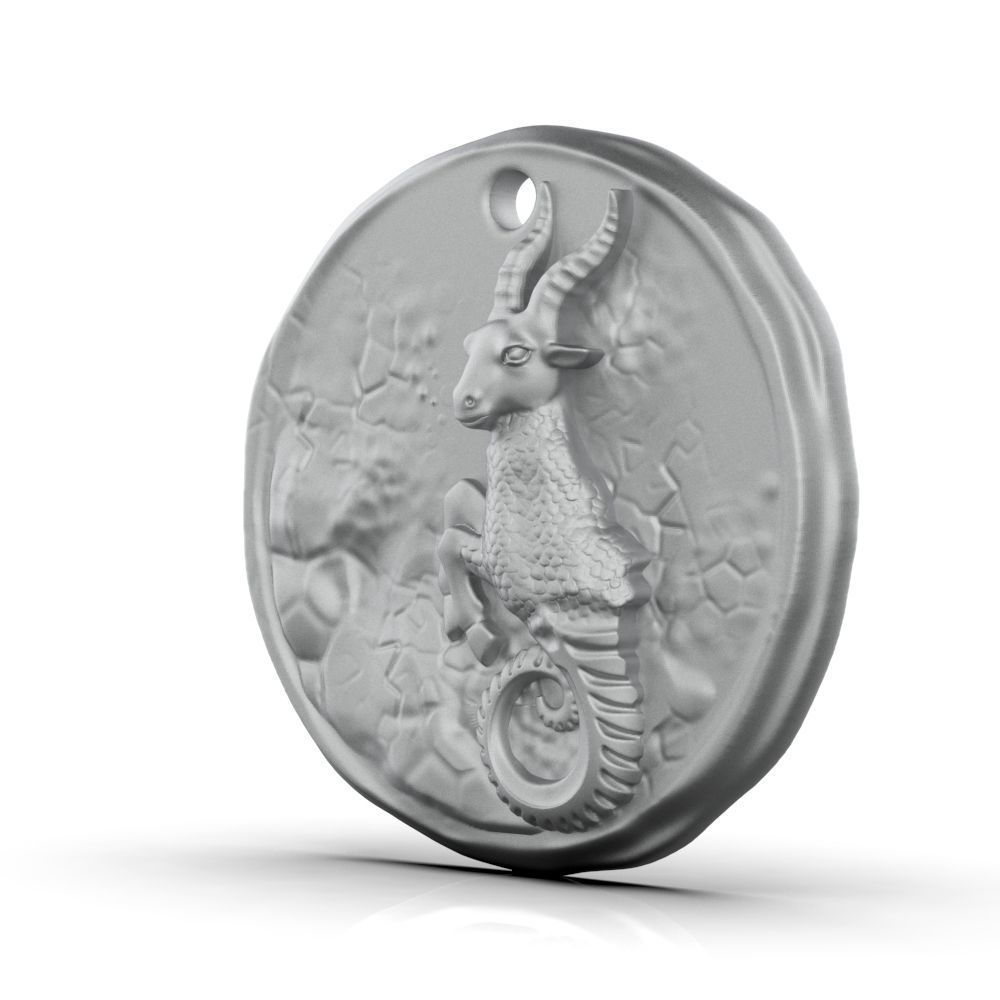 Zodiac Capricorn Coin Pendant 3D print model_11