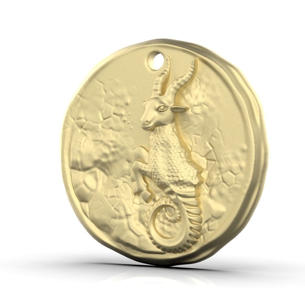 Zodiac Capricorn Coin Pendant 3D print model_10