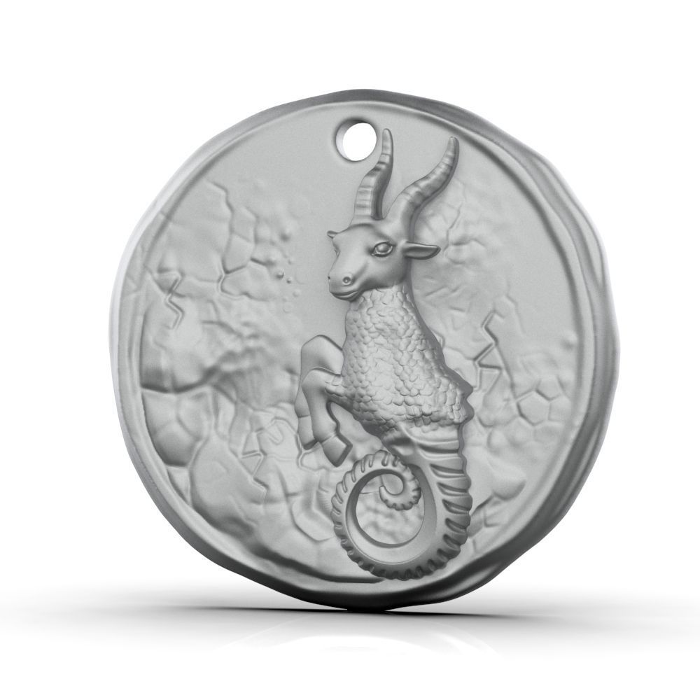 Zodiac Capricorn Coin Pendant 3D print model_4