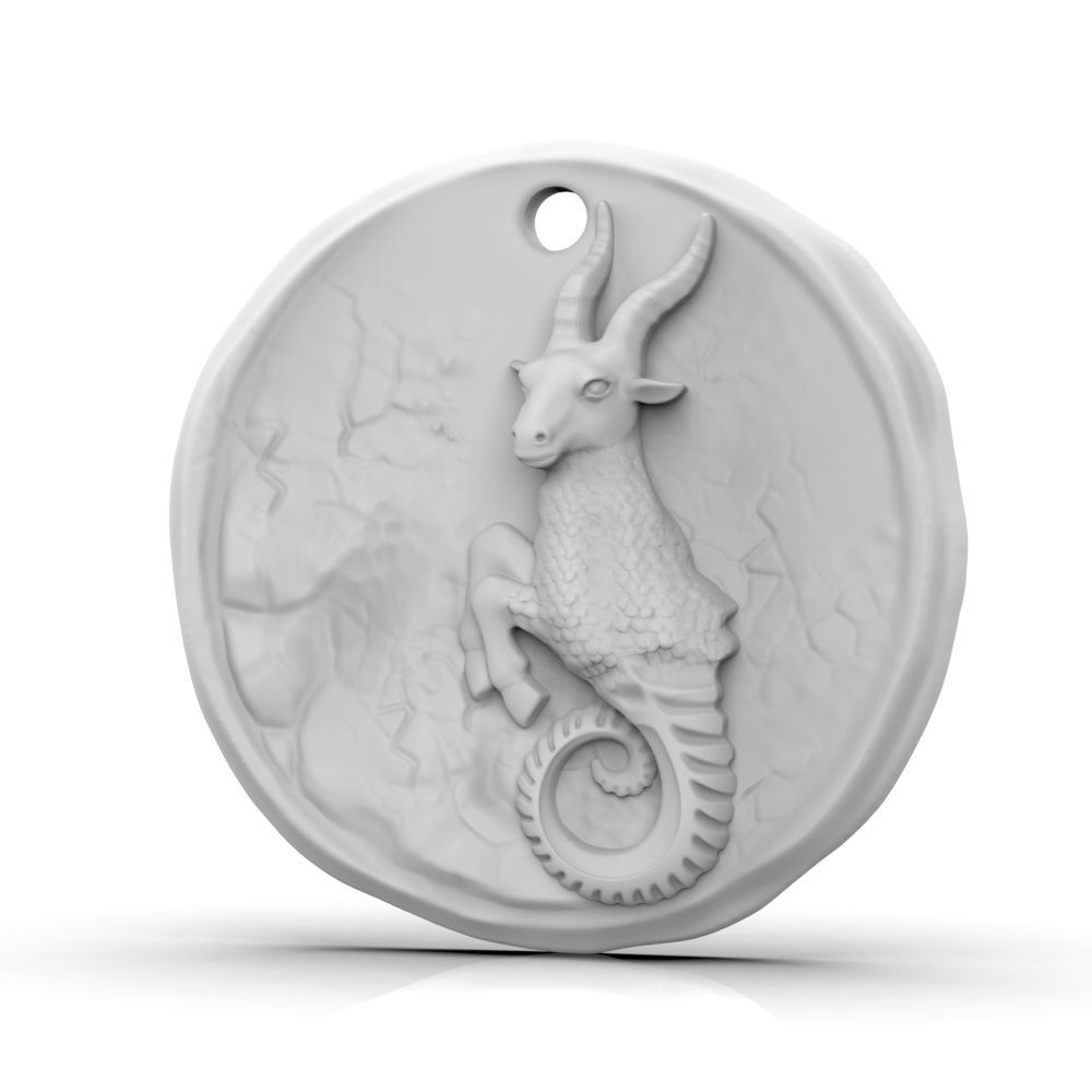 Zodiac Capricorn Coin Pendant 3D print model_5