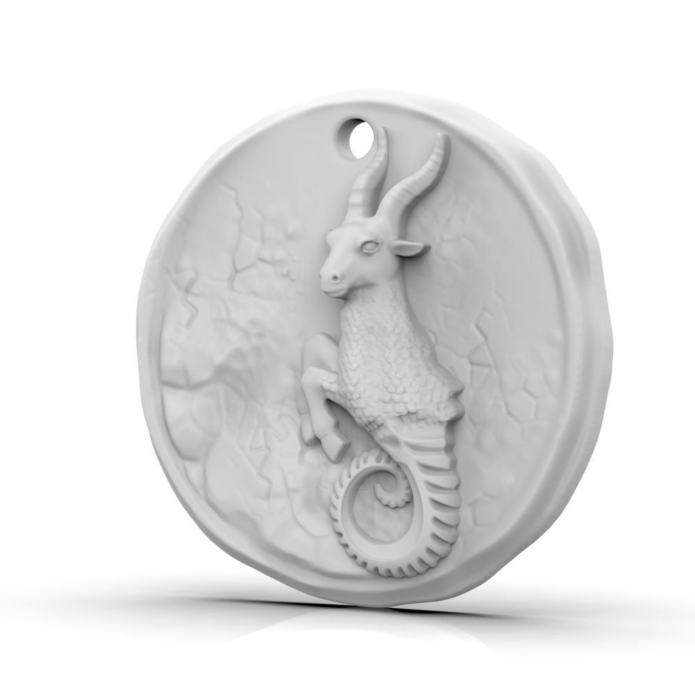 Zodiac Capricorn Coin Pendant 3D print model_9