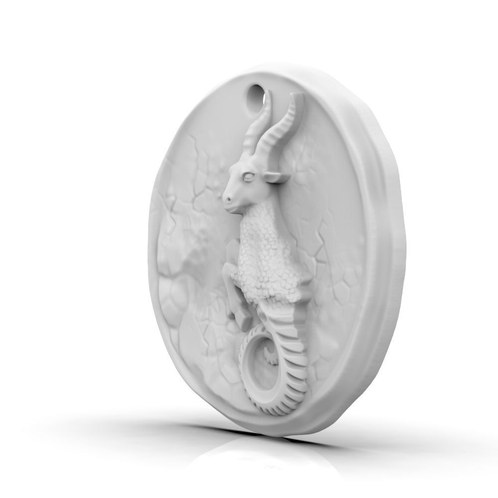 Zodiac Capricorn Coin Pendant 3D print model_15