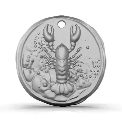 Zodiac Cancer Coin Pendant 3D print model
