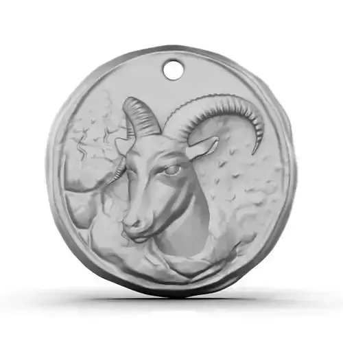 Zodiac Aries Coin Pendant 3D print model