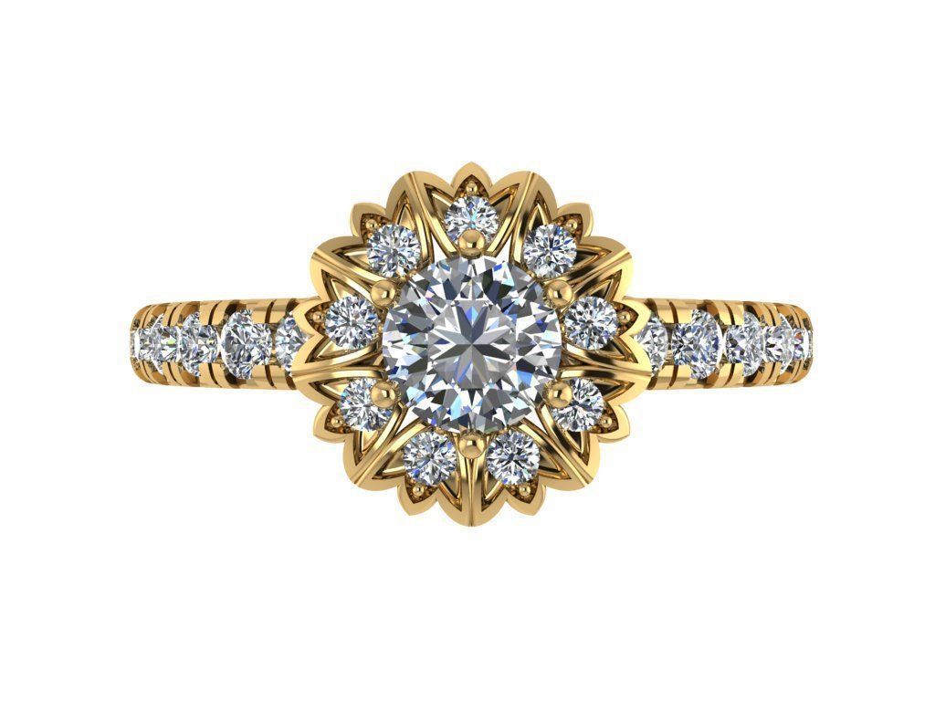 Ring221 gold engagement ring with diamonds 3D print model_1