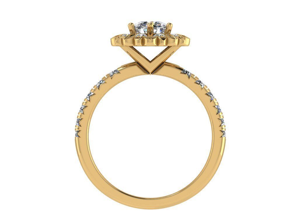 Ring221 gold engagement ring with diamonds 3D print model_2