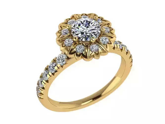 Ring221 gold engagement ring with diamonds