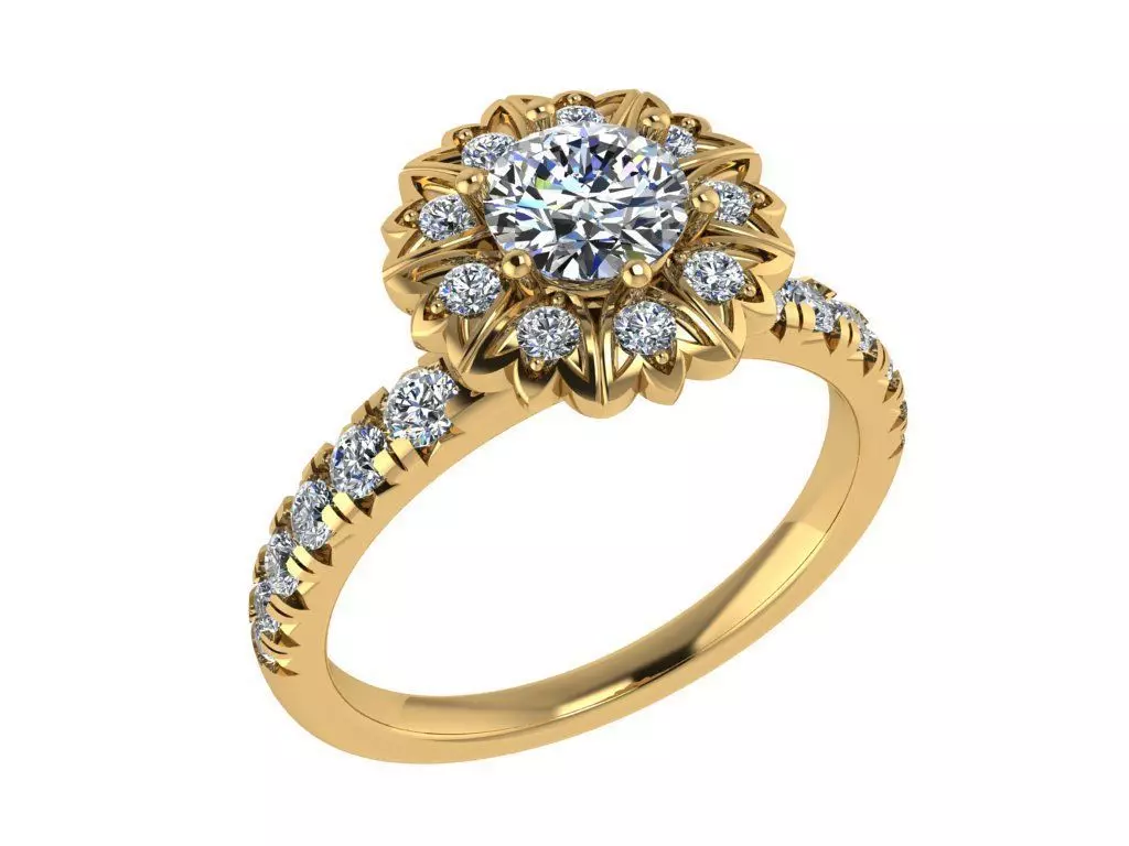 Ring221 gold engagement ring with diamonds 3D print model_0