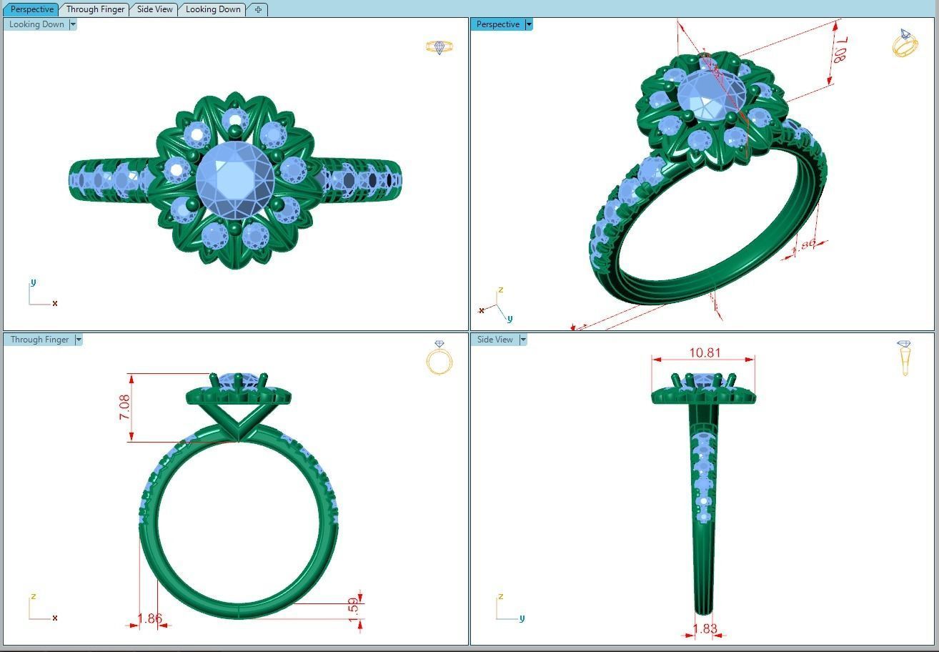 Ring221 gold engagement ring with diamonds 3D print model_5