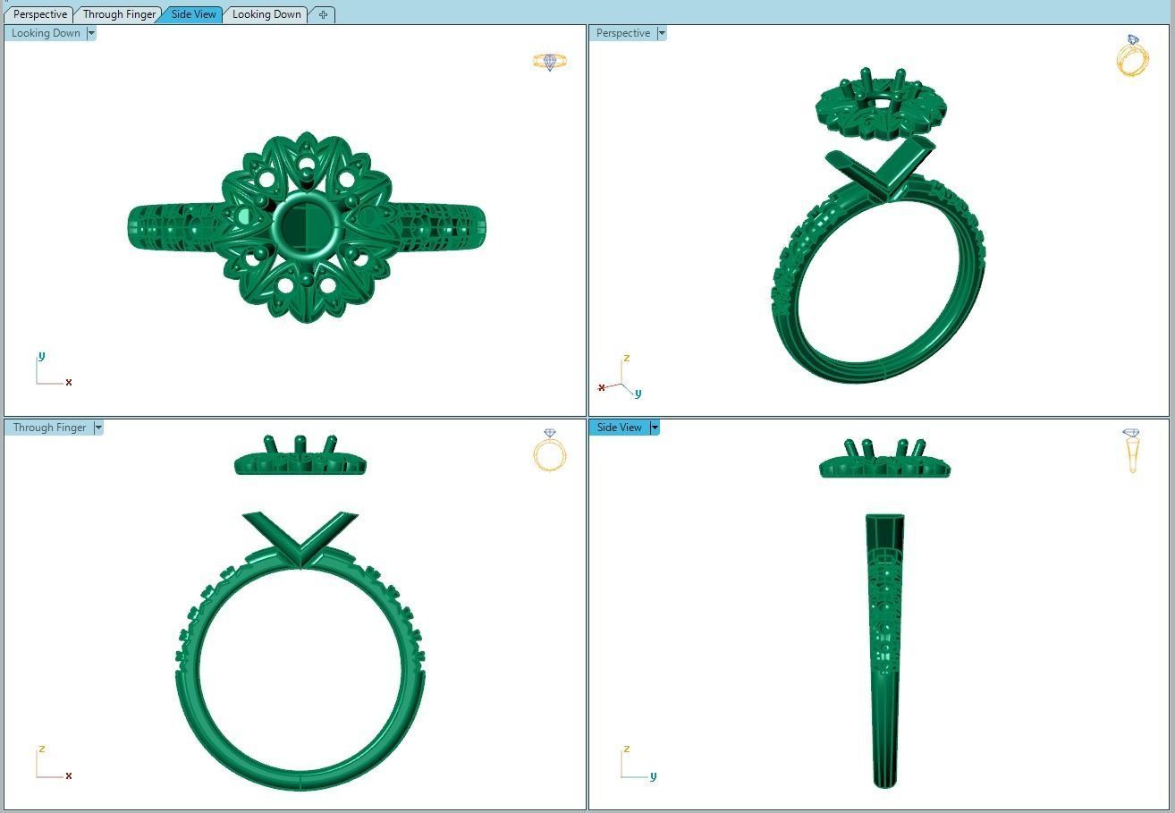 Ring221 gold engagement ring with diamonds 3D print model_8