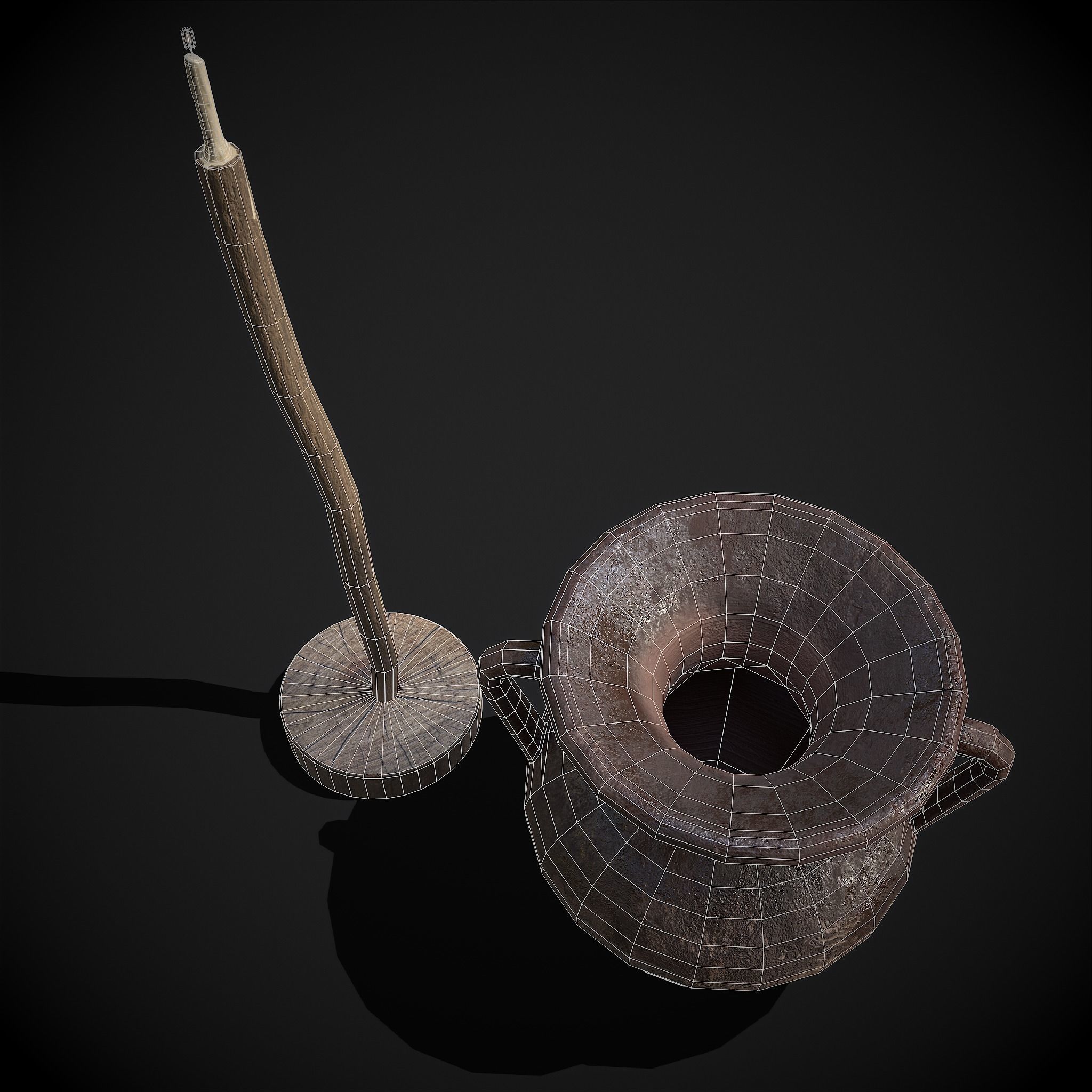 Medieval Amphora and Candle on a Stick 3D Model Collection_10