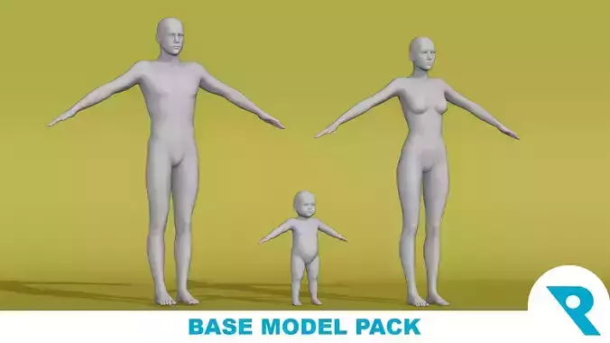 Realistic Base Characters Pack 3D model