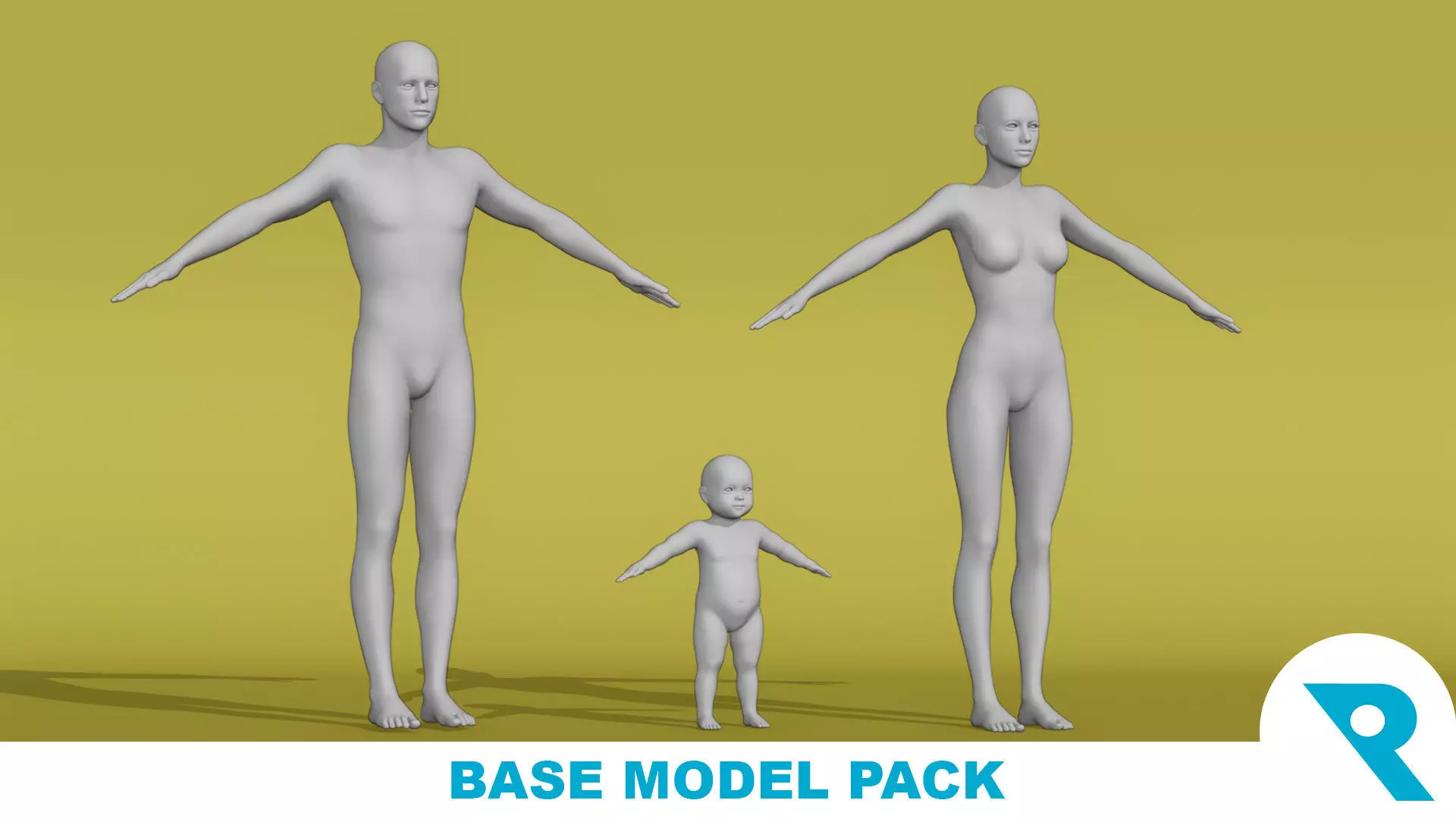 Realistic Base Characters Pack 3D model_0