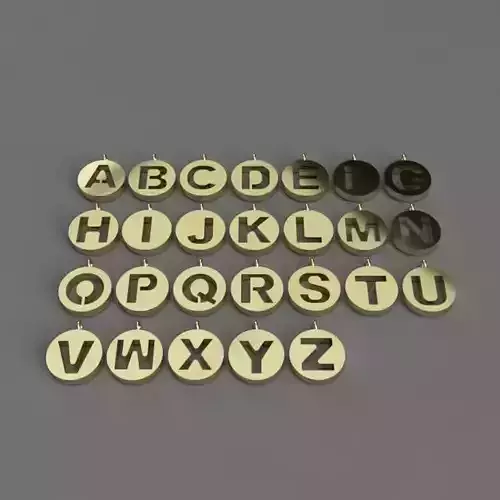Alphabet on Circular Pendant 3D Model Collection for Necklaces