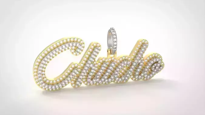 Model 720 Chucho Name Necklace  Diamond Pendant