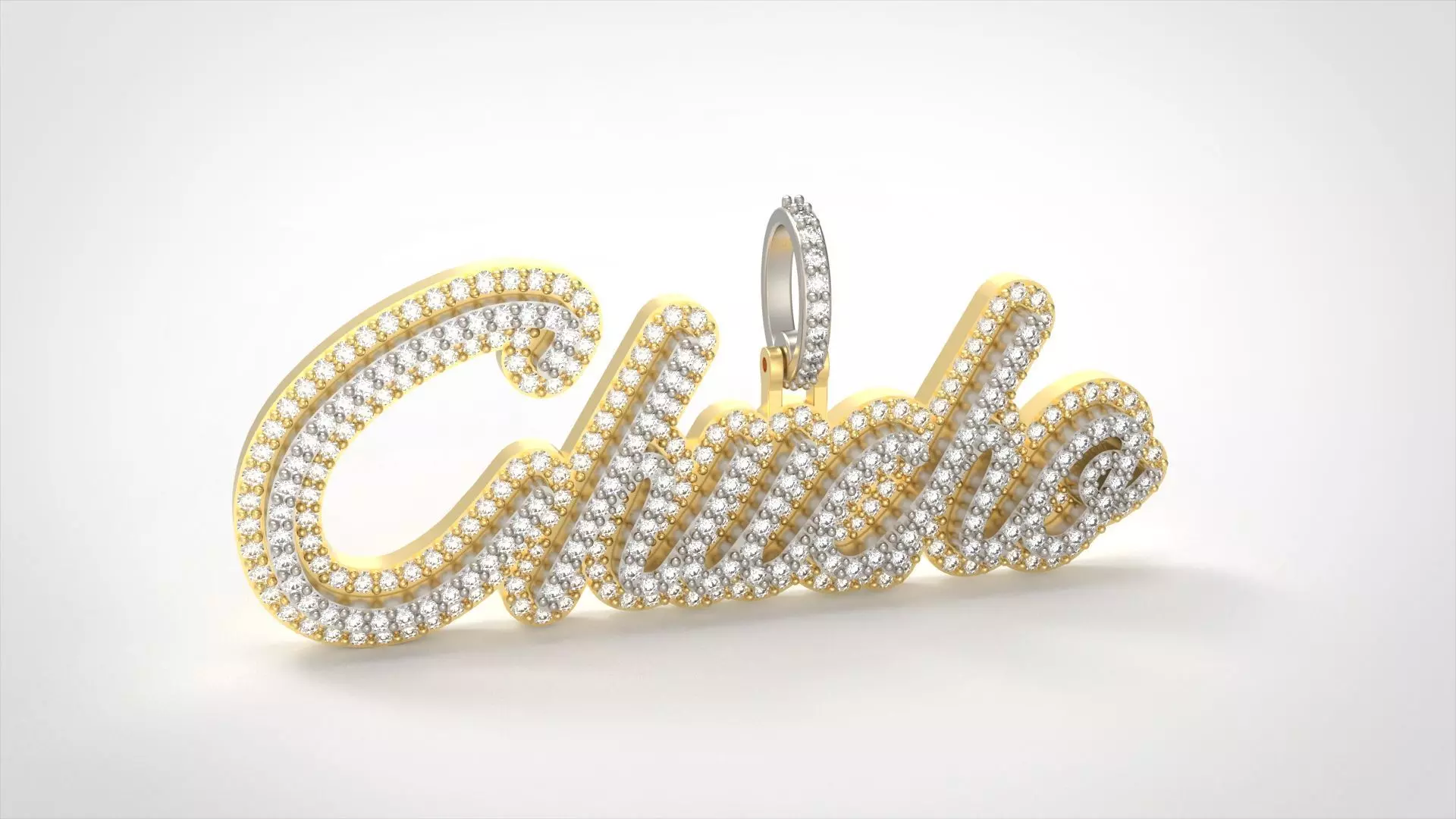 Model 720 Chucho Name Necklace Diamond Pendant 3D print model
