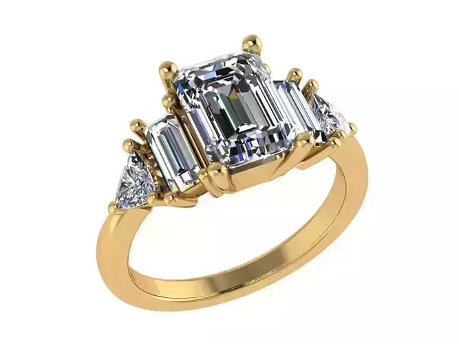 Ring224 emerald cut diamond engagement ring gold