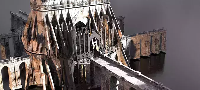Marble palace Cathedral Fantasy  3D model