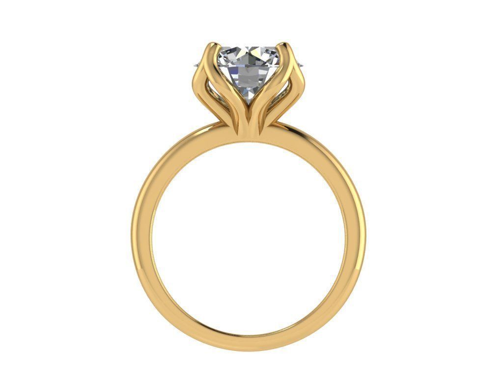 Ring225 gold engagement ring with round brilliant cut diamond 3D print model_2