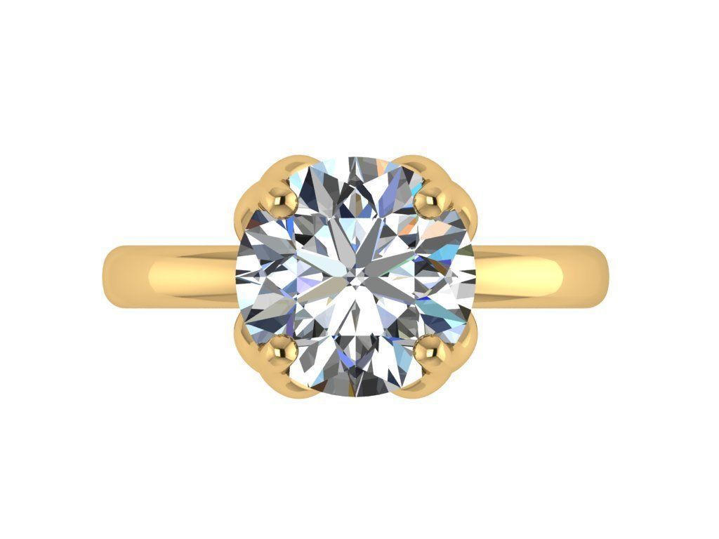 Ring225 gold engagement ring with round brilliant cut diamond 3D print model_1