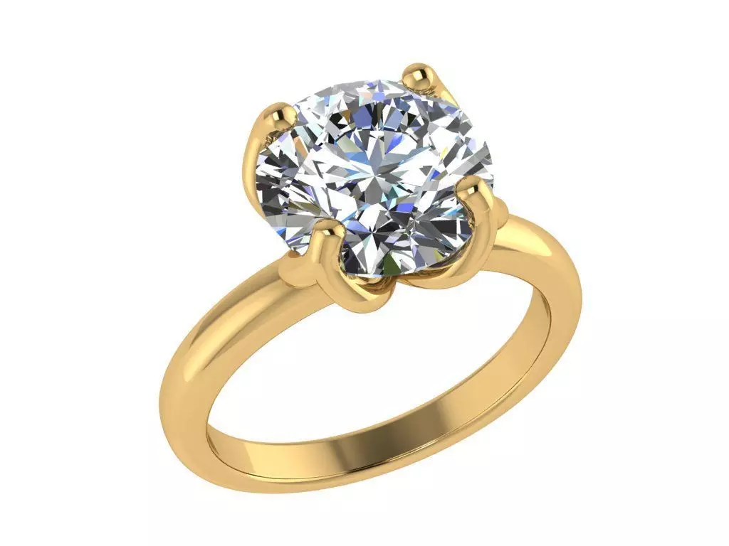 Ring225 gold engagement ring with round brilliant cut diamond 3D print model_0