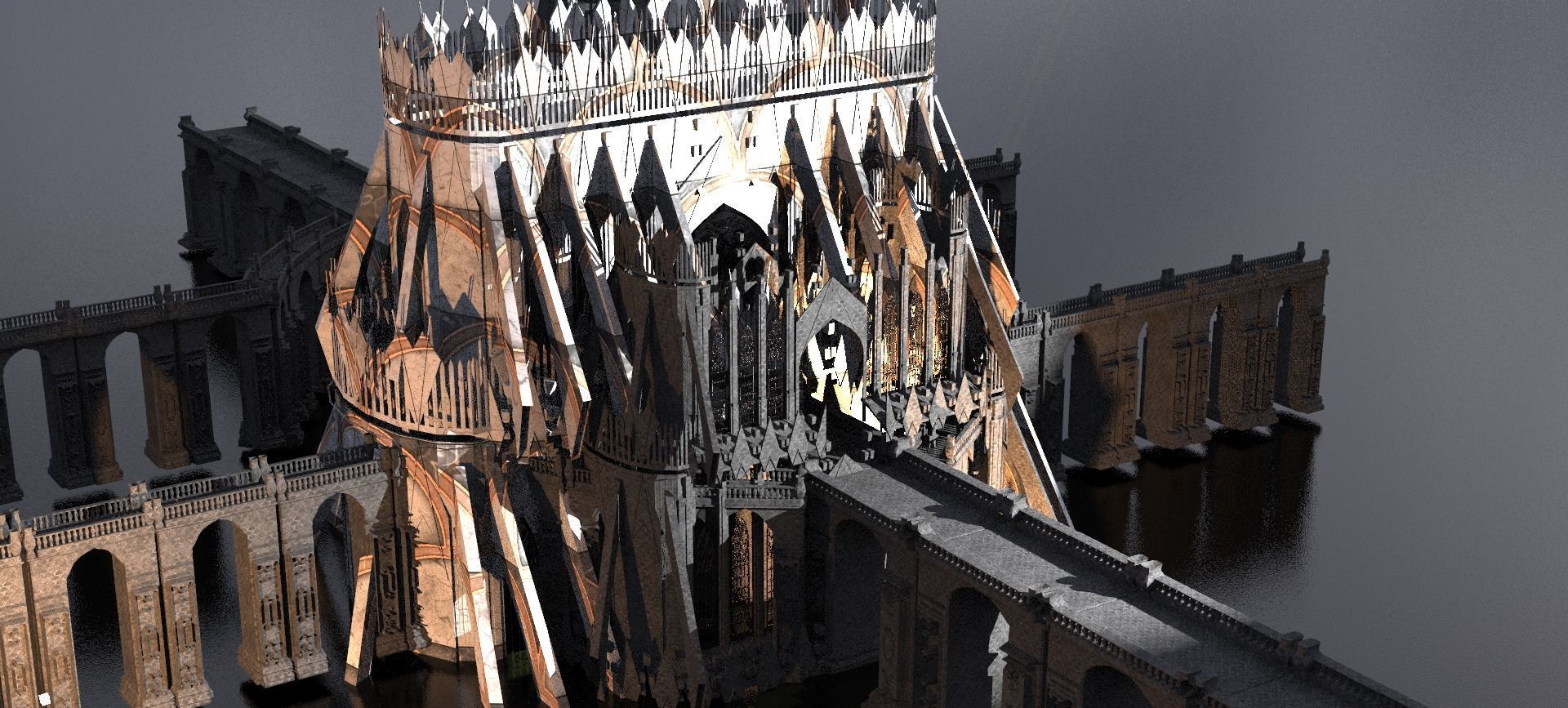 Marble Art Deco palace Cathedral Fantasy  3D model_2