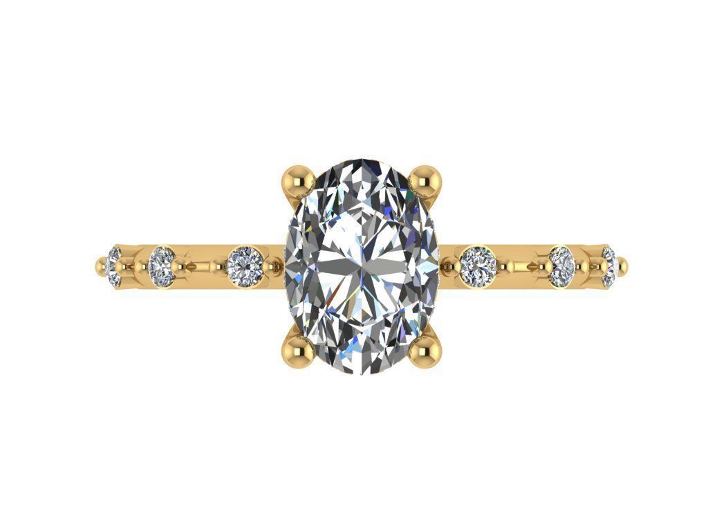 Ring226 oval diamond engagement ring gold 3D print model_1