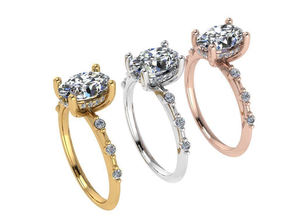 Ring226 oval diamond engagement ring gold 3D print model_4