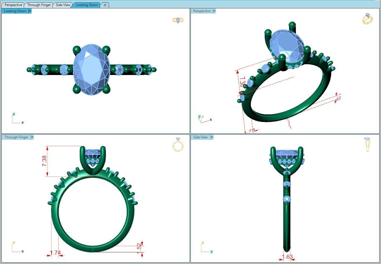 Ring226 oval diamond engagement ring gold 3D print model_5