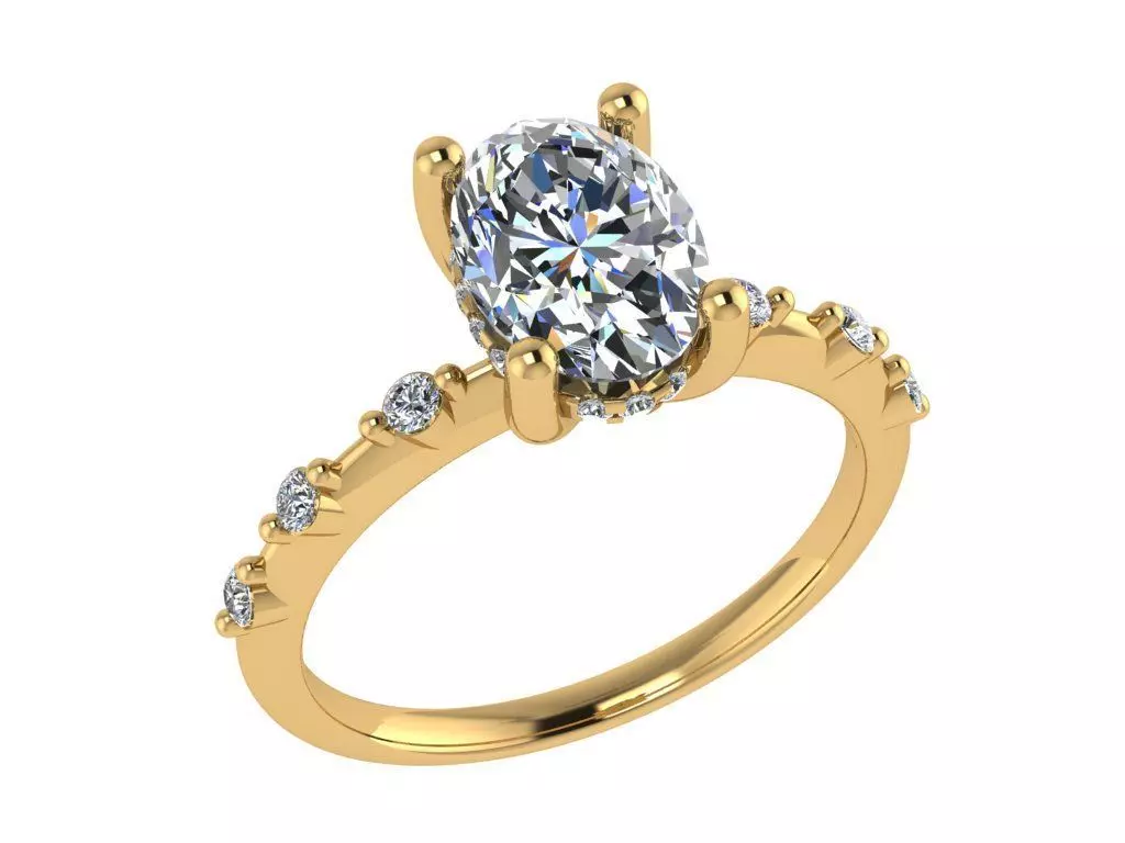 Ring226 oval diamond engagement ring gold 3D print model_0