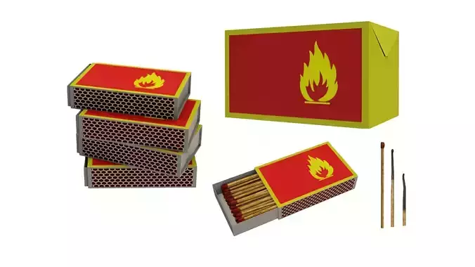 Matchboxes and Matches Low-poly 3D model