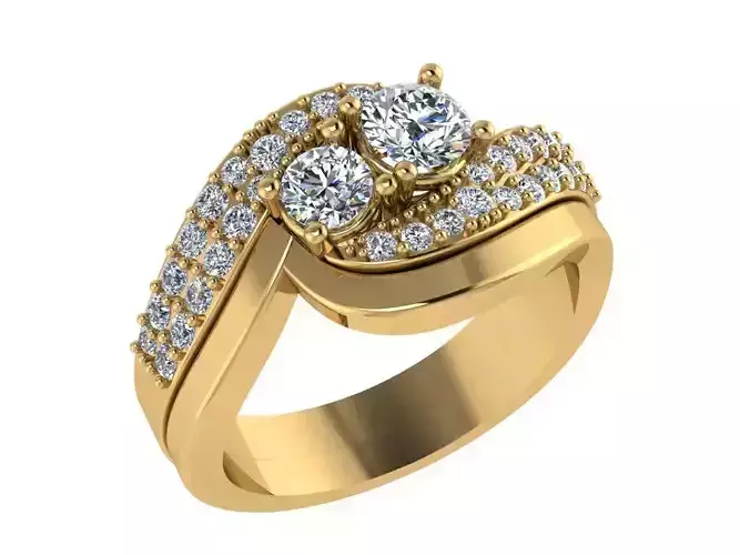 Ring228 two diamond ring set gold