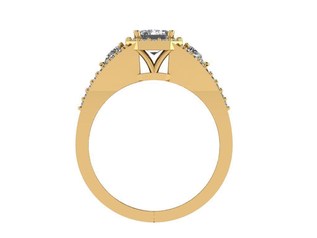 Ring229 emerald cut diamond engagement ring gold 3D print model_2