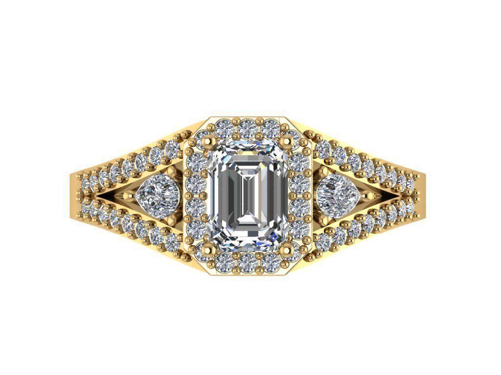 Ring229 emerald cut diamond engagement ring gold 3D print model_1