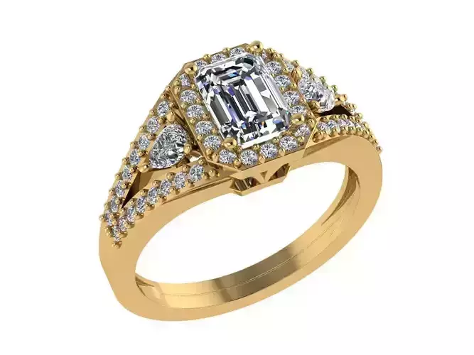 Ring229 emerald cut diamond engagement ring gold