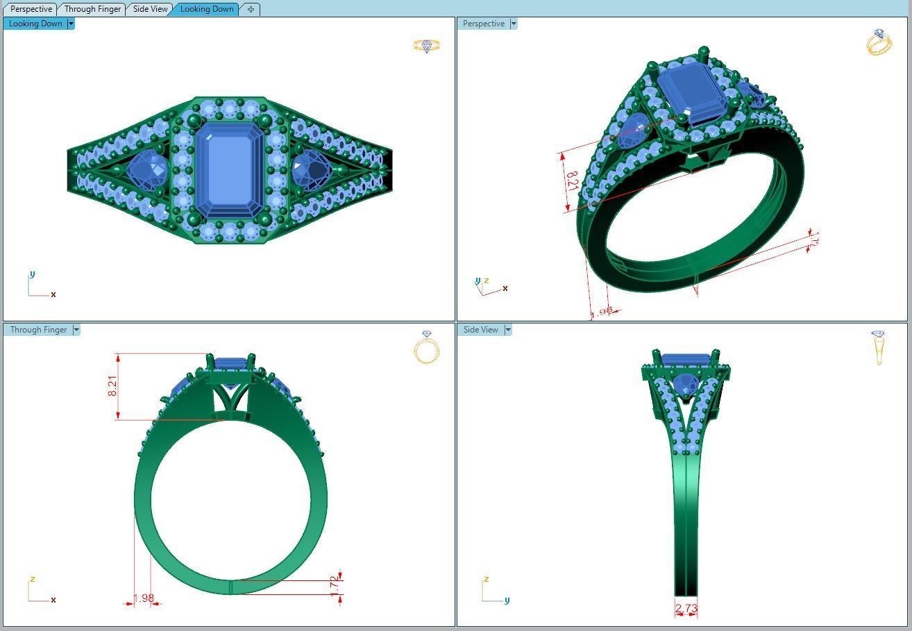 Ring229 emerald cut diamond engagement ring gold 3D print model_5
