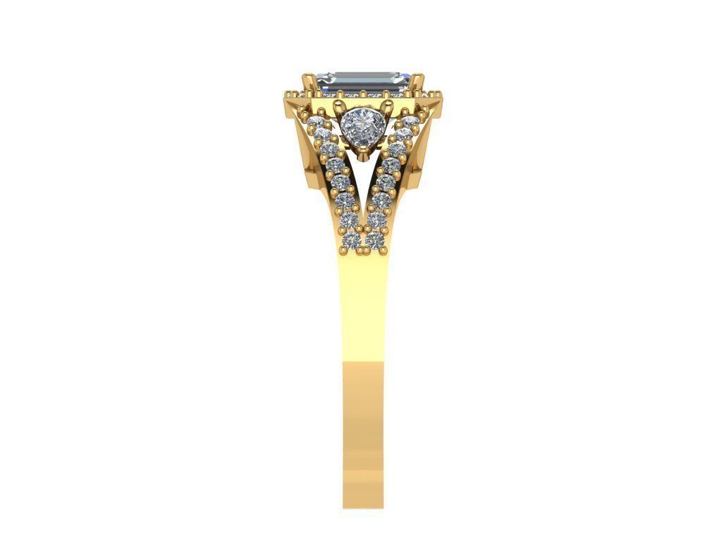 Ring229 emerald cut diamond engagement ring gold 3D print model_3